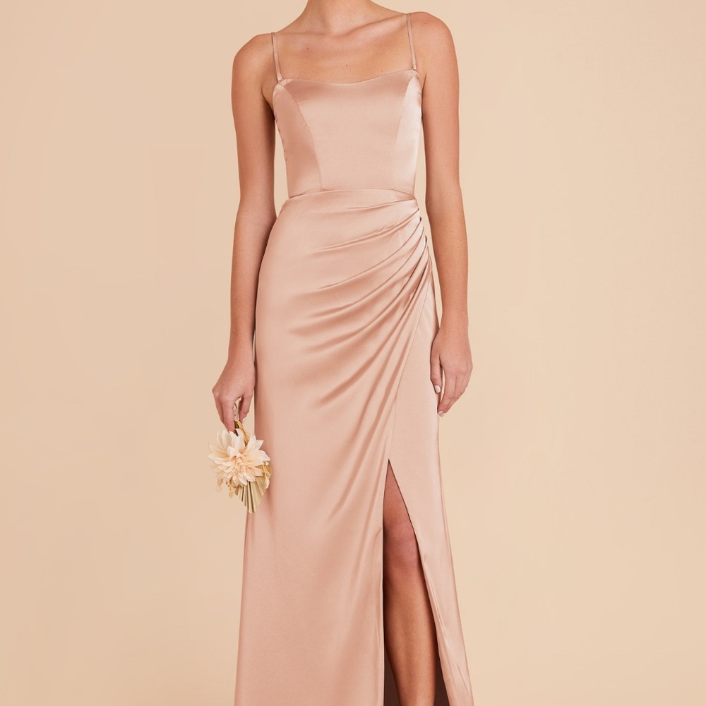 Birdy Grey Anne Bridesmaid Dress Matte Satin Rose Gold Small
